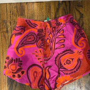 FARM Rio Pink and Orange Paisley High Waist Shorts